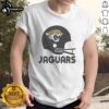 Alt Text: Hot Jacksonville Jaguars football logo featured on a big helmet t-shirt, perfect for fans and game day attire.