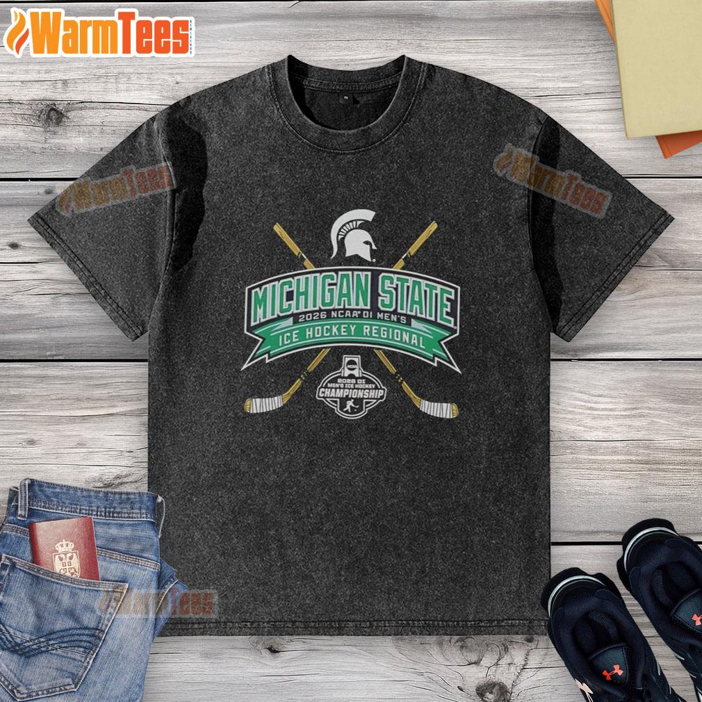 hot-michigan-state-2026-ncaa-division-i-mens-ice-hockey-regional-washed-t-shirt Alt Text: Michigan State 2026 NCAA Division I Men's Ice Hockey Regional washed t-shirt in green, showcasing team pride and style.