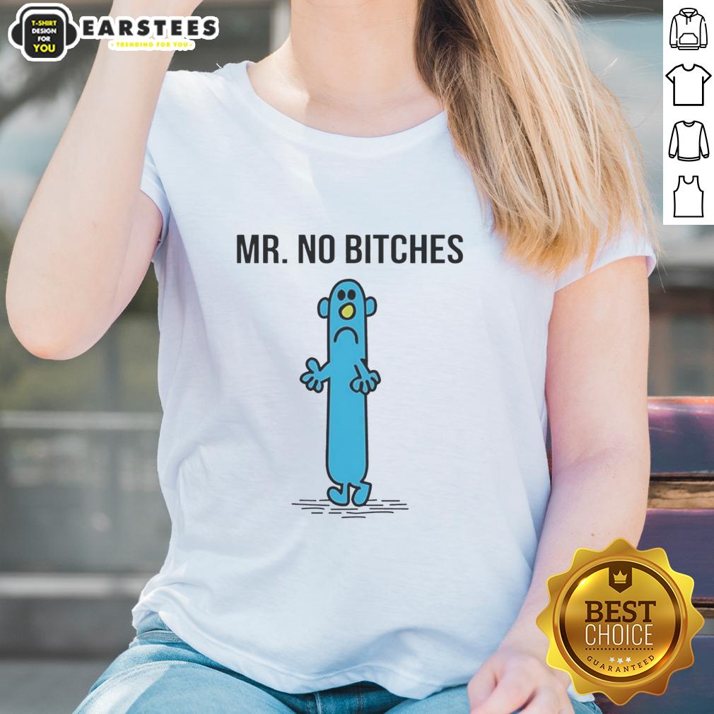 hot-mr-men-of-roger-hargreaves-mr-no-bitches-ladies-tee Hot Mr. Men of Roger Hargreaves Mr. No Bitches ladies tee featuring playful graphic and vibrant colors.