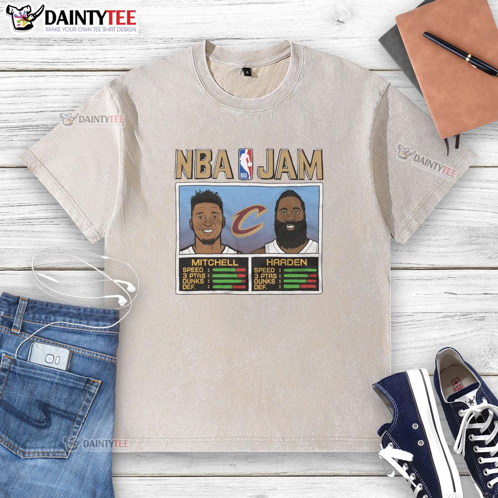 hot-nba-jam-cavs-mitchell-and-harden-washed-t-shirt Hot NBA Jam Cavs Mitchell and Harden washed t-shirt showcasing vibrant graphics of basketball legends.