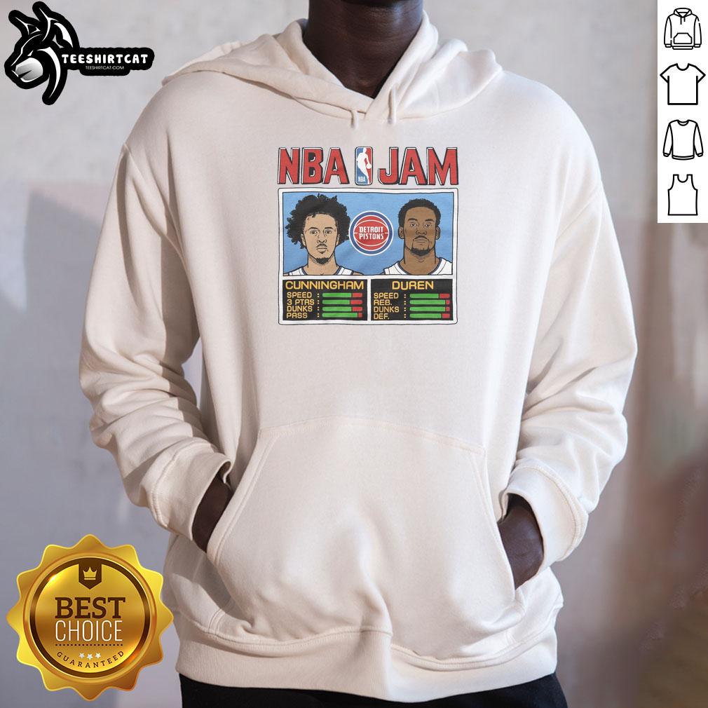 hot-nba-jam-pistons-cunningham-and-duren-hoodie Hot NBA Jam Pistons Cunningham And Duren T-Shirt - Image 2