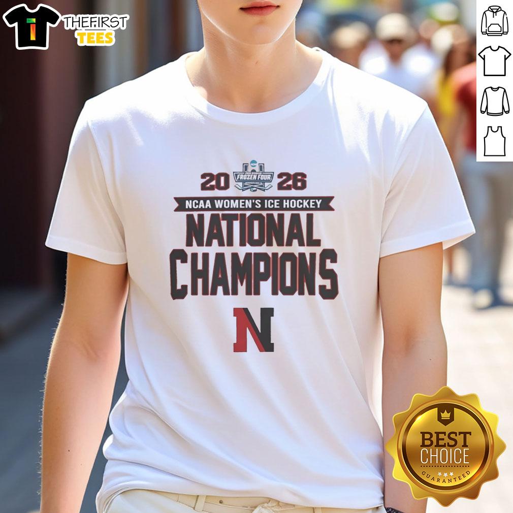 hot-northeastern-huskies-ncaa-womens-ice-hockey-frozen-four-champions-2026-t-shirt Alt Text: Northeastern Huskies NCAA Women's Ice Hockey Frozen Four Champions 2026 T-Shirt design featuring team colors and logo.