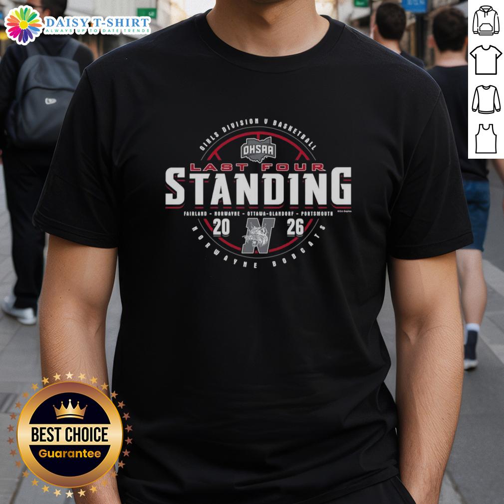 Hot Norwayne Bobcats 2026 OHSAA Girls Basketball Division 5 Last Four Standing T-Shirt Hot Norwayne Bobcats 2026 OHSAA Girls Basketball Division 5 Last Four Standing T-Shirt design showcasing team spirit.