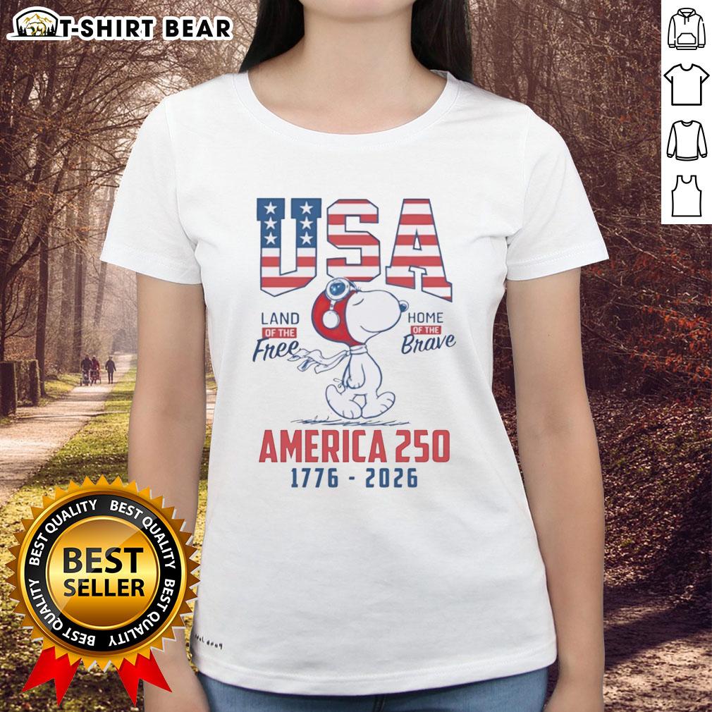 Hot Snoopy Wearing Flight Helmet Happy 250 America 4Th Of July M797 Ladies Tee
