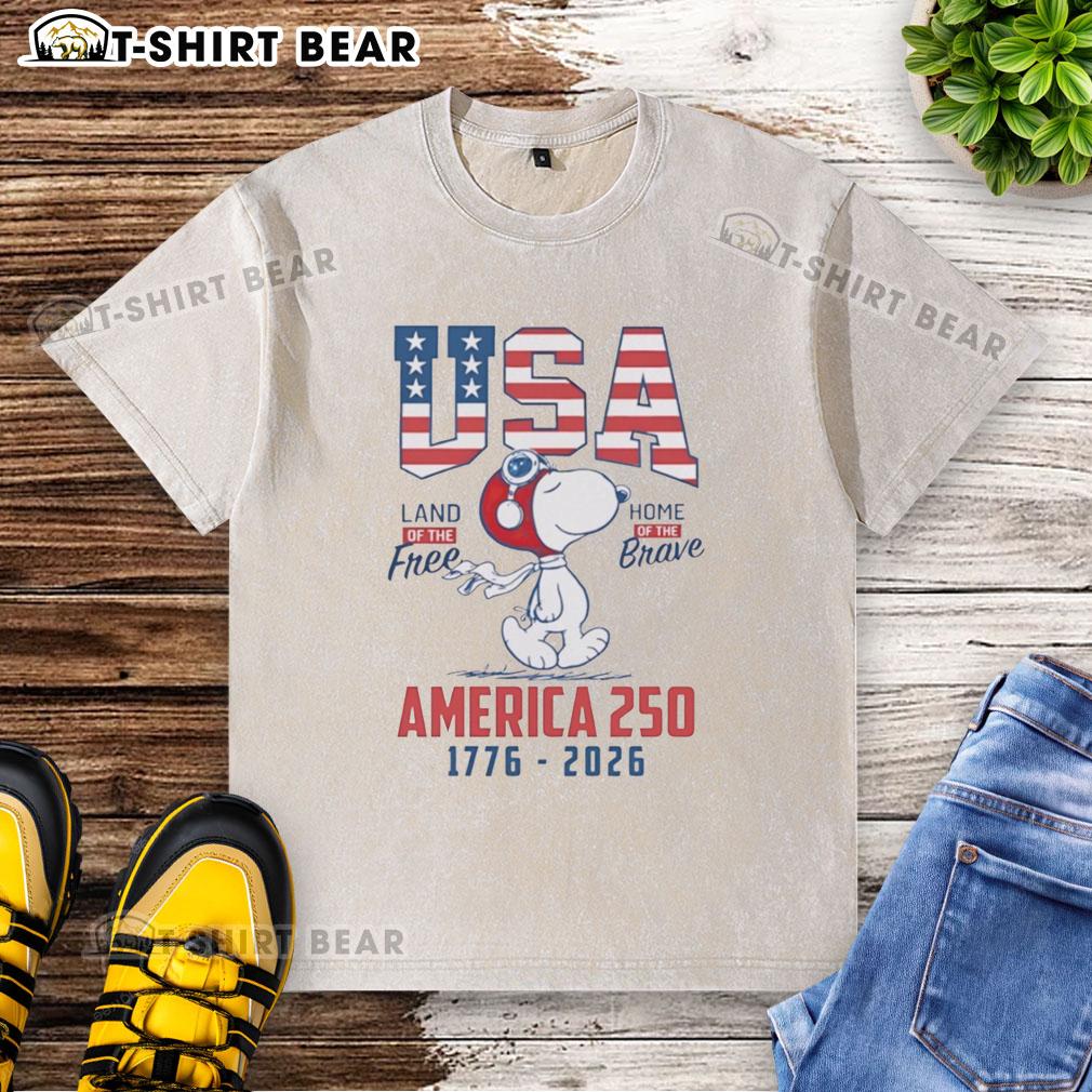 Hot Snoopy Wearing Flight Helmet Happy 250 America 4th Of July M797 Washed T-Shirt