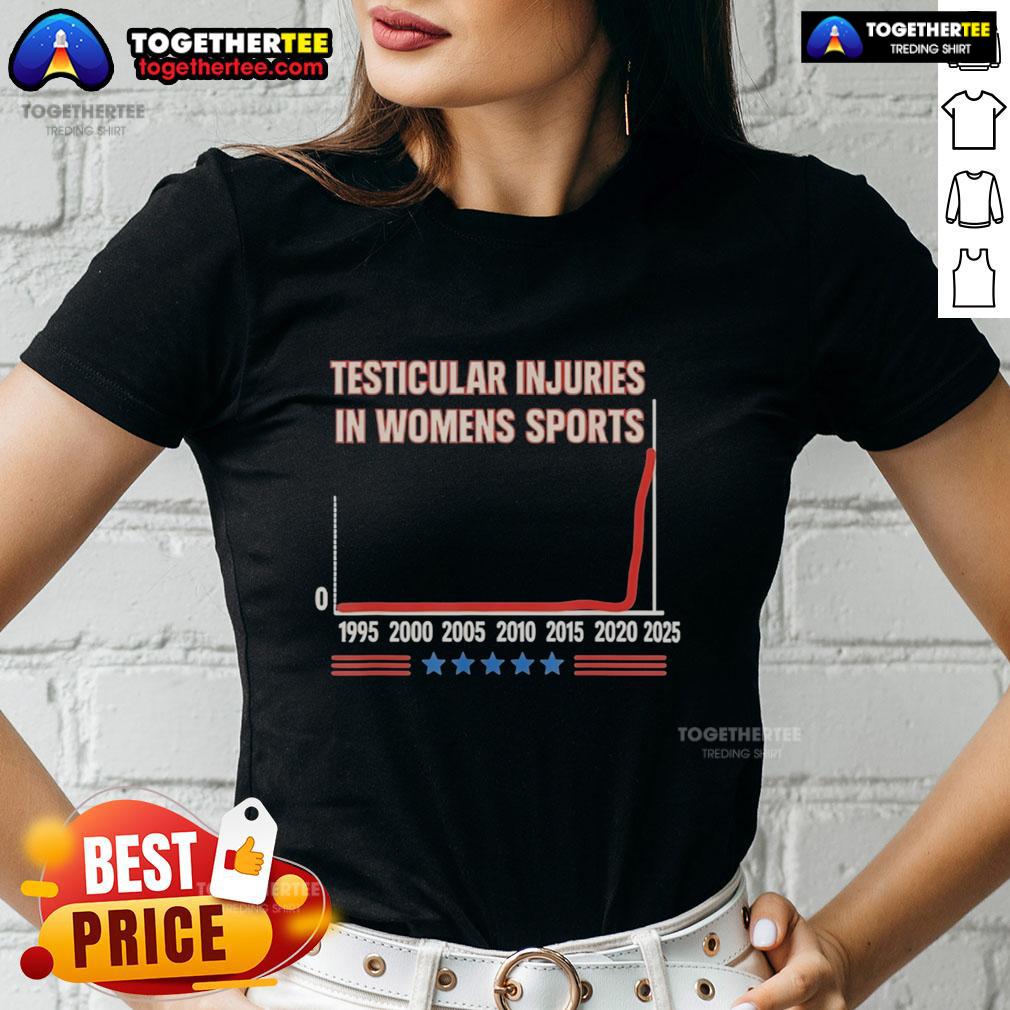 Hot Testicular Injuries In Womens Sports 1995 To 2025 Five Stars Ladies Tee Five stars ladies tee featuring hot testicular injuries in women's sports from 1995 to 2025 graphic design.