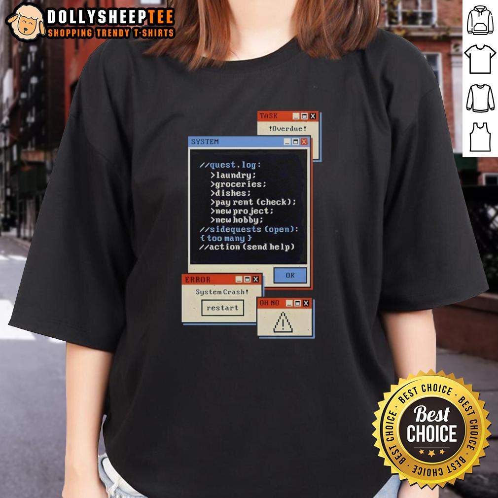 Hot Ui Task And System Quest Log Laundry Groceries Dishes Pay Rent Check Ladies-Tee Hot UI task and system quest log showing laundry, groceries, dishes, and pay rent checklist on a ladies tee design.