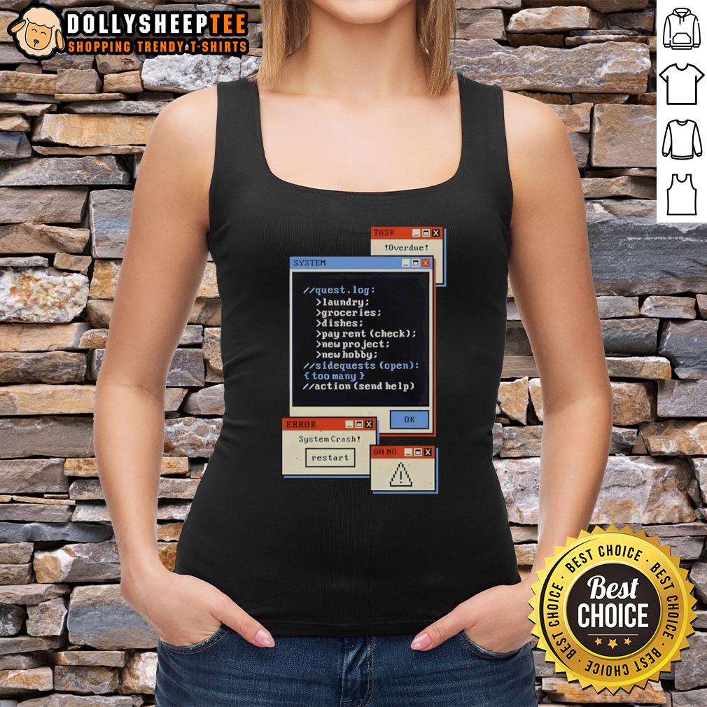Hot Ui Task And System Quest Log Laundry Groceries Dishes Pay Rent Check Tank Top Alt Text: Hot UI task and system quest log featuring laundry, groceries, dishes, and rent payment checklist.