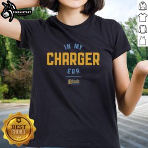 Leland Chargers ladies tee featuring 'Good In My Charger Era' design, perfect for fans of Leland Chargers apparel.