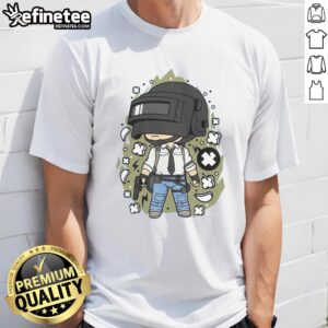 Chibi-style survivor graphic on an Awesome Battle Royale T-Shirt, perfect for gaming fans and stylish casual wear.