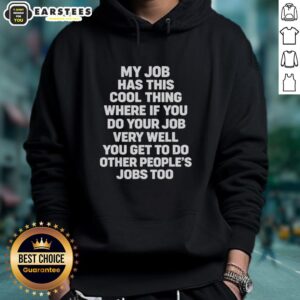 Alt Text: Awesome hoodie with text about doing your job well and taking on extra responsibilities at work.