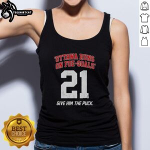 Premium Ottawa Runs On Foe Goals tank top featuring hockey graphics, perfect for fans and players alike.