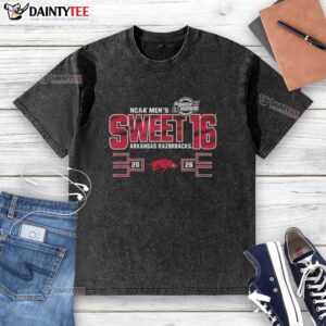Awesome Arkansas Razorbacks Sweet 16 2026 Men's March Madness washed t-shirt showcasing team spirit and style.