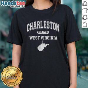 Official Charleston West Virginia Est. 1794 Varsity Ladies Tee in stylish design, perfect for local pride and comfort.