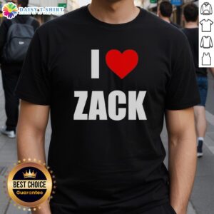 Nice I Love Zack heart t-shirt in vibrant colors, perfect for expressing love and style in casual wear.