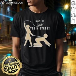 Funny Say It Say Yes Mistress Ho Is Ready Stickman T-Shirt featuring a playful stickman design for humor lovers.