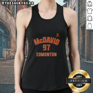Connor McDavid 97 Edmonton Oilers tank top featuring name and number design, perfect for fans and game day wear.