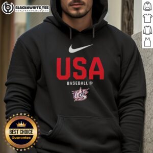 Hot USA Baseball Logo Hoodie featuring a stylish design for fans of American baseball apparel.