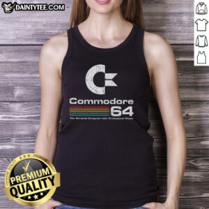 Awesome Commodore 64 personal computer graphic on a stylish tank top, showcasing retro gaming nostalgia and professional design.