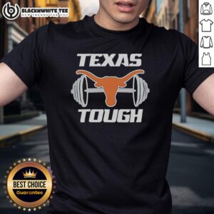 Alt Text: Original Texas Longhorns and Barbell Tough T-Shirt featuring a detailed design, perfect for fitness enthusiasts.