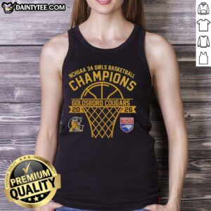 Hot Goldsboro Cougars NCHSAA 3A Girls Basketball Champions 2026 Curved Tank Top showcasing team pride.