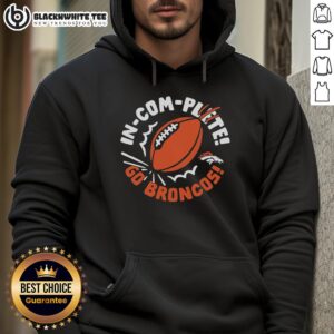 Alt Text: Hot Denver Broncos Incomplete Football Hoodie featuring bold team colors and logo, perfect for game day.