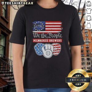 Top We The People Milwaukee Brewers American Since 1776 ladies tee showcasing patriotic design for fans.