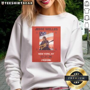 Top Jesse Welles Red Tour 2026 North America city dates poster on a stylish sweatshirt, perfect for fans.