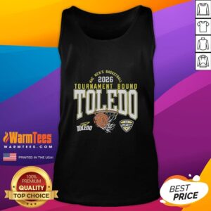 Premium Toledo Rockets Men's Basketball MAC 2026 Tournament Bound tank top showcasing team spirit and style.