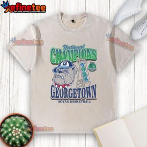 Official Georgetown Hoyas Past Champs Tourney Win Washed T-Shirt showcasing team pride and championship history.