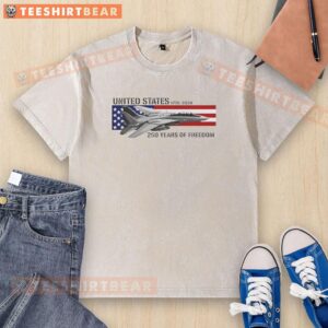 Alt Text: Nice United States 250th Anniversary 1776-2026 F-14 Tomcat Freedom Washed T-Shirt in vintage style
