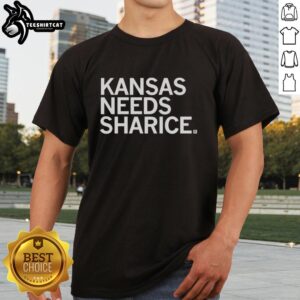 Original Kansas Needs Sharice T-Shirt featuring bold graphics supporting Sharice Davids for Congress.
