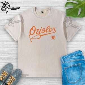 Alt Text: Pretty 2026 Giveaway Orioles Healthcare Appreciation Night washed t-shirt featuring team logo and vibrant colors.