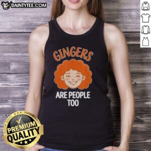 Funny redhead pride tank top with 'Good Gingers Are People Too' slogan, celebrating ginger culture and humor.