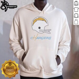 Hot Los Angeles Chargers football logo on a big helmet hoodie, perfect for fans and game day attire.
