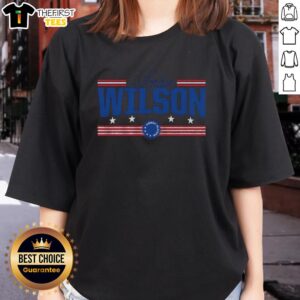 Original Sophia Wilson Stars and Stripes Ladies Tee featuring a stylish American flag design for trendy summer wear.
