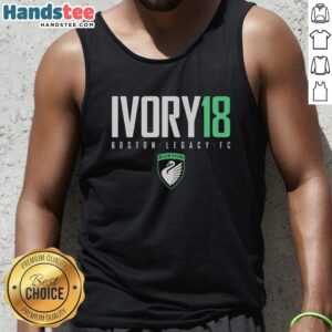 Alt Text: Official Ivory18 Laurel Ivory Boston Legacy FC Logo Tank Top featuring team logo and stylish design for fans.