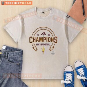 2026 Big 12 Champions Arizona State Sun Devils Men's Basketball washed t-shirt featuring team logo and vibrant colors.