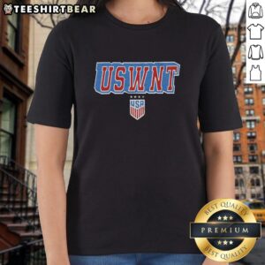 Premium Women's USWNT Block Ladies Tee featuring bold team graphics and a comfortable fit for soccer fans.