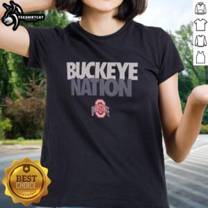 Top Ohio State Buckeyes Nation ladies tee featuring team colors and logo, perfect for passionate fans and game day wear.