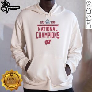 2026 NCAA Frozen Four Women's Ice Hockey National Champions hoodie featuring Wisconsin Badgers logo and design.