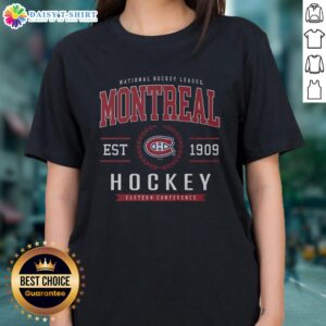 Original Montreal Canadiens Hockey Legacy Crest Ladies Tee featuring vibrant team colors and classic logo design.