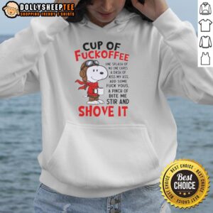 Funny Snoopy hoodie with coffee humor: 'Good Snoopy Cup of Fuckoffee' design, perfect for casual wear and sarcastic vibes.