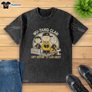 Nice Peanuts characters graphic on Wu-Tang Clan Ain't Nothin' to Clan About washed t-shirt for stylish fans.