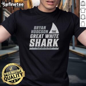 Alt Text: Original Jon Rothstein Bryan Hodgson The Great White Shark T-Shirt featuring a bold graphic design and vibrant colors.