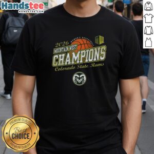 Colorado State Rams Women's Basketball 2026 Mountain West Tournament Champions T-Shirt featuring team colors and logo.