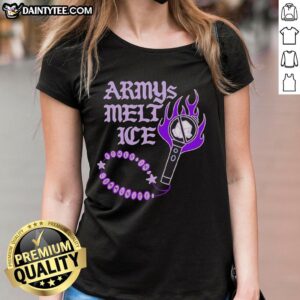 Nice BTS Army's Melt Ice Power in Community lightstick on a stylish ladies tee, perfect for BTS fans and events.