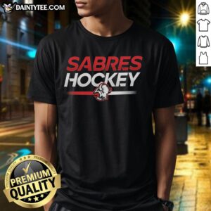 Alt Text: Official Tage Thompson Buffalo Sabres hockey T-shirt featuring vibrant team colors and logo, perfect for fans.