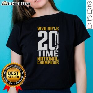 Awesome WVU West Virginia Mountaineers Rifle 20-Time National Champions ladies tee in stylish design.
