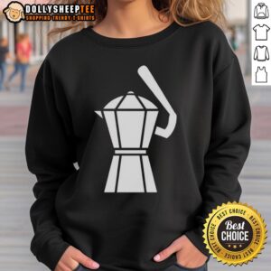 Alt Text: Hot Samuel Aldegheri Moka Pot Baseball Sweatshirt featuring a stylish design for coffee lovers and sports fans.